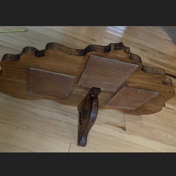 Vintage Wood Ornate Carved Frame Floral Likely Handmade 3 Picture Areas - Picture 2 of 3